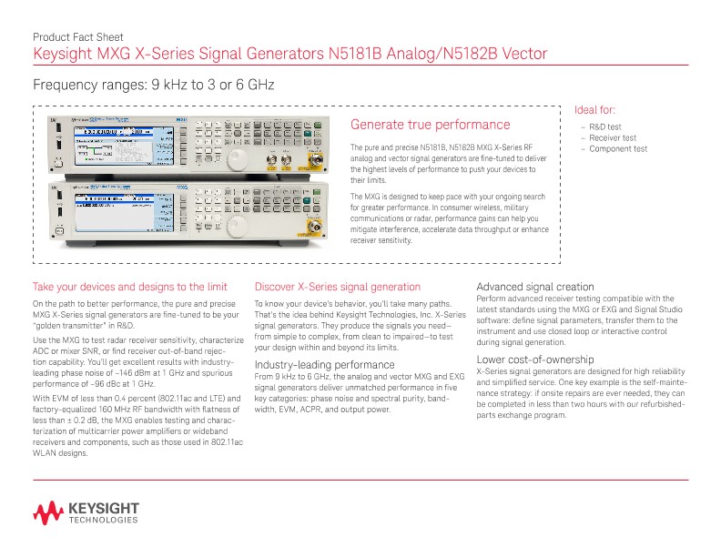 MXG X-Series Signal Generators N5181B Analog/N5182B Vector 