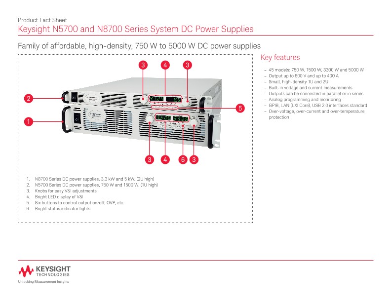 N5700 and N8700 Series System DC Power Supplies 