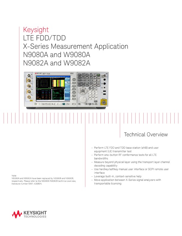 LTE FDD/TDD X-Series Measurement Application N9080A and W9080A, N9082A and W9082A