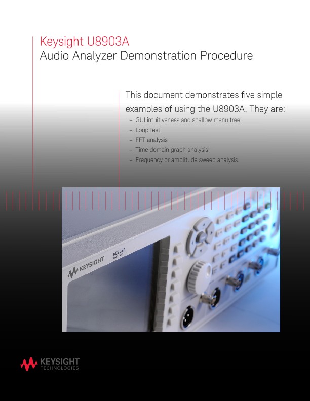 U8903A Audio Analyzer Demonstration Procedure 