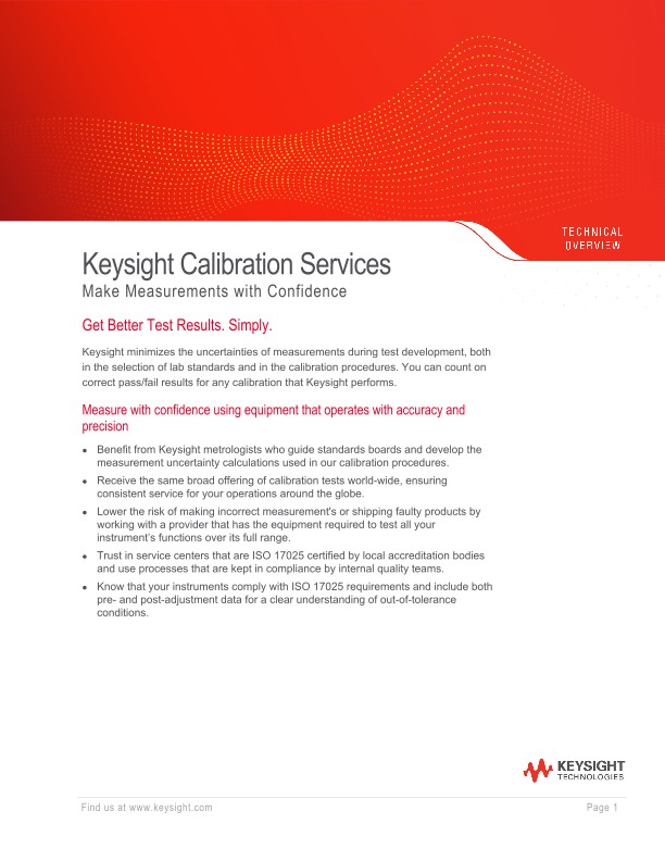 Keysight Calibration Services Make Measurements with Confidence