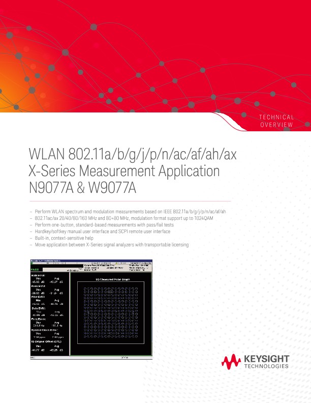 N9077A and W9077A WLAN 802.11a/b/g/j/p/n/ac/af/ah/ax X-Series Measurement Application