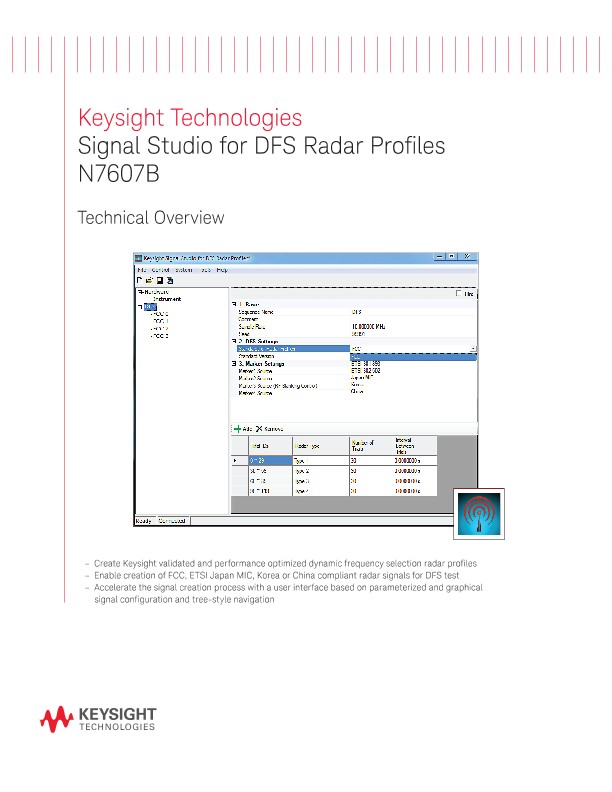 N7607B Signal Studio for DFS Radar Profiles