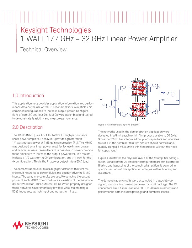 1 WATT 17.7 GHz – 32 GHz Linear Power Amplifier
