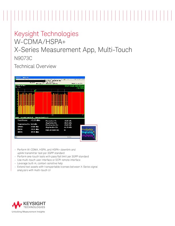 W-CDMA/HSPA+ X-Series Measurement App, Multi-Touch