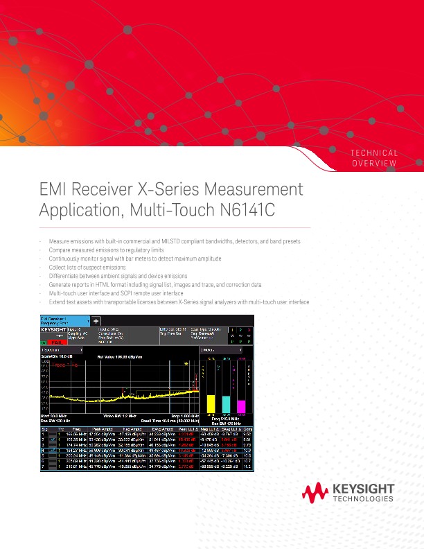 N6141C EMI Receiver X-Series Measurement Application, Multi-Touch