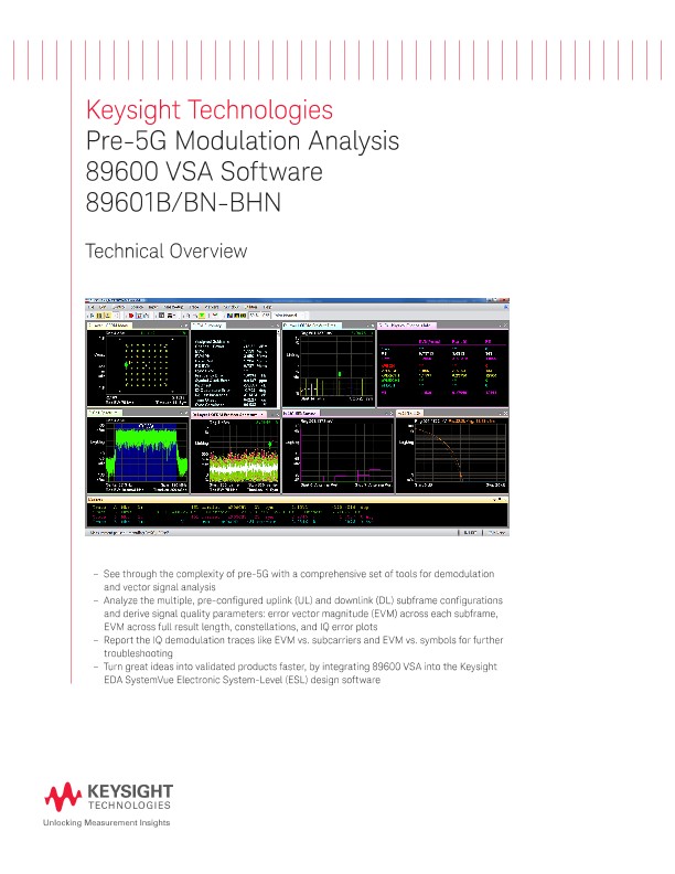 Pre-5G Modulation Analysis 89600 VSA Software 89601B/BN-BHN
