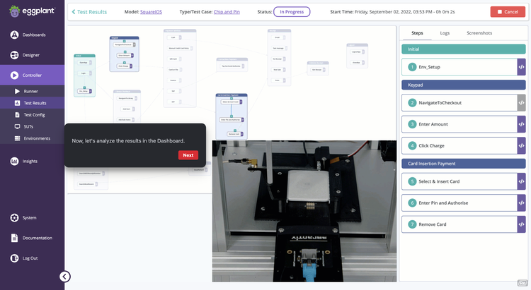 Eggplant and robotics testing a credit card payment