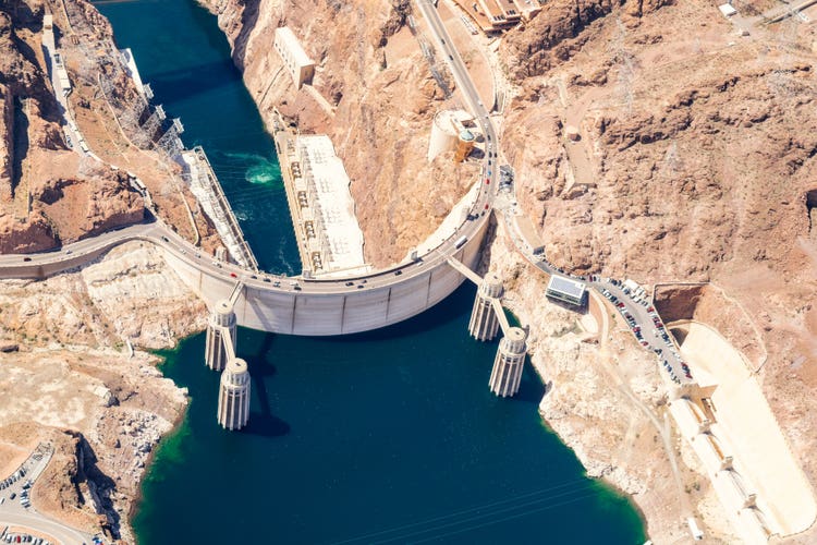 aerial image of a dam