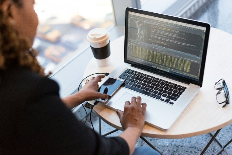 Woman working at her laptop