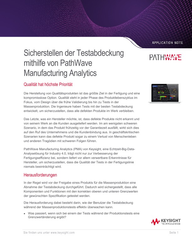 Sicherstellen der Testabdeckung mithilfe von PathWave Manufacturing Analytics