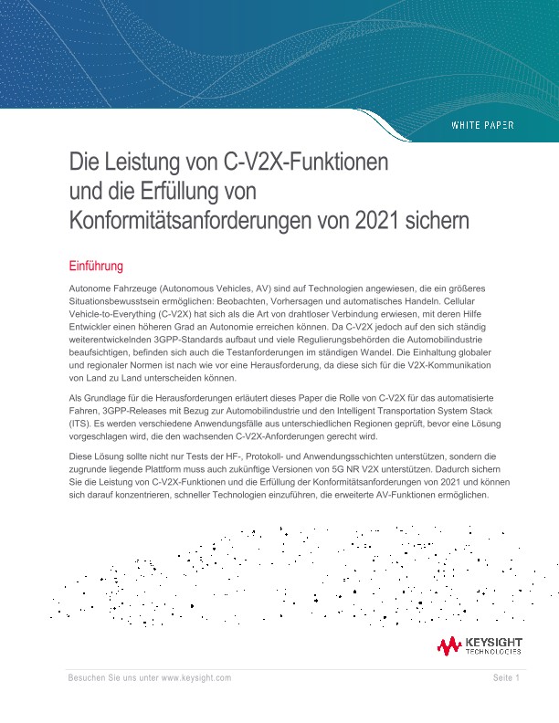 Die Leistung von C-V2X-Funktionen und die Erfüllung von Konformitätsanforderungen von 2021 sichern