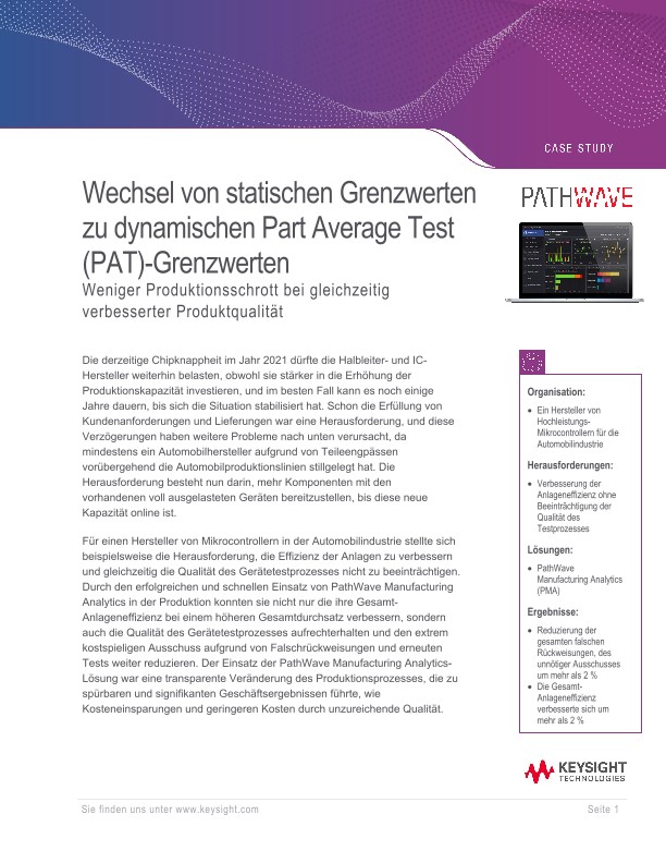 Wechsel von statischen Grenzwerten zu dynamischen Part Average Test (PAT)-Grenzwerten