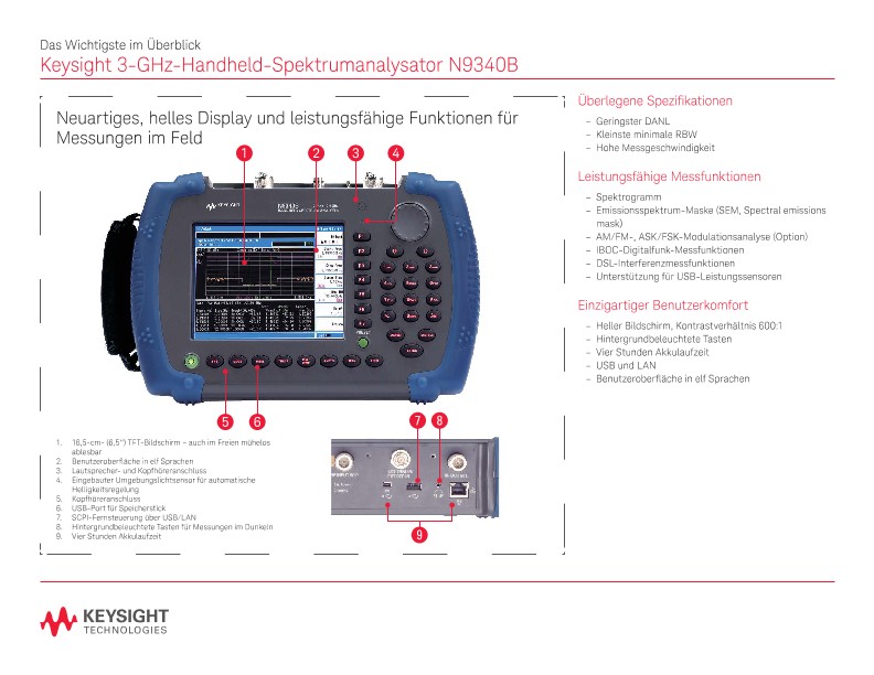 N9340B Handheld 3 GHz RF Spectrum Analyzer 