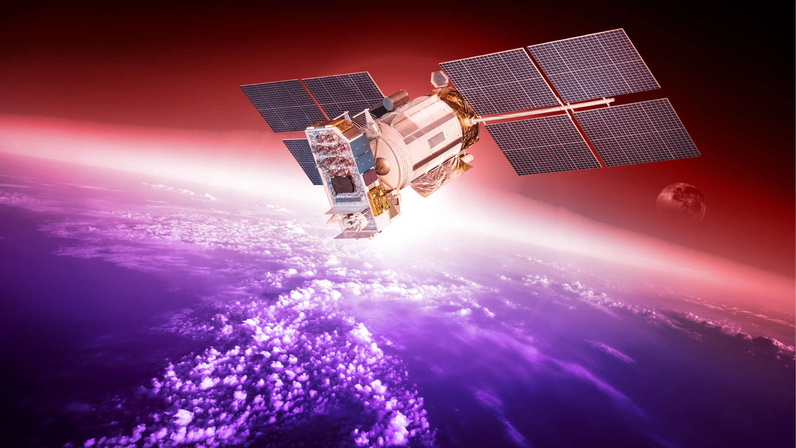 Satellite orbiting earth.