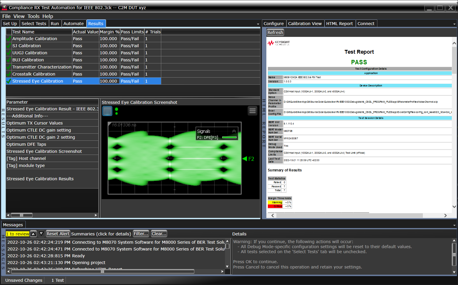 M8091CKCA Calibration Test Result