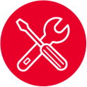 Symbol Angezeigt Ein Schraubendreher und ein Schraubenschlüssel deuten auf Softwaretestwerkzeuge hin.