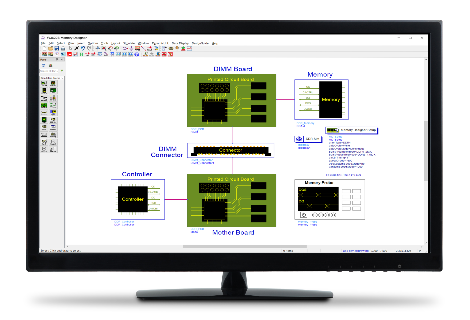 Screenshot der GDDR7 ADS-Simulationssoftware