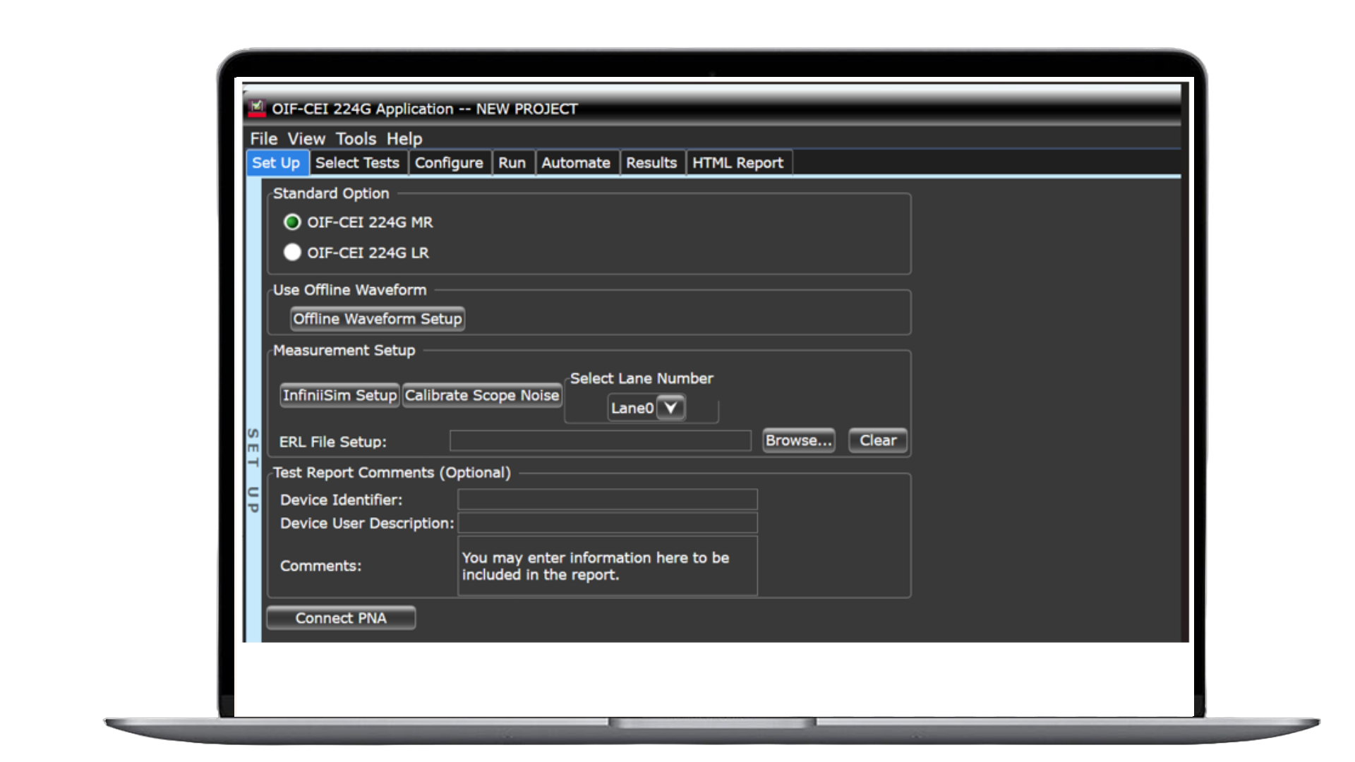 D9020224C-OIF-CEI-224G-TX-Test-App-Setup-Screen