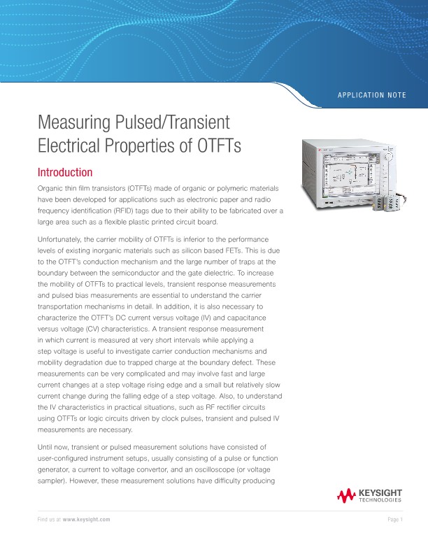 Measuring Pulsed/Transient Electrical Properties of OTFTs