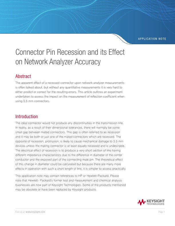 Connector Pin Recession and its Effect on Network Analyzer Accuracy