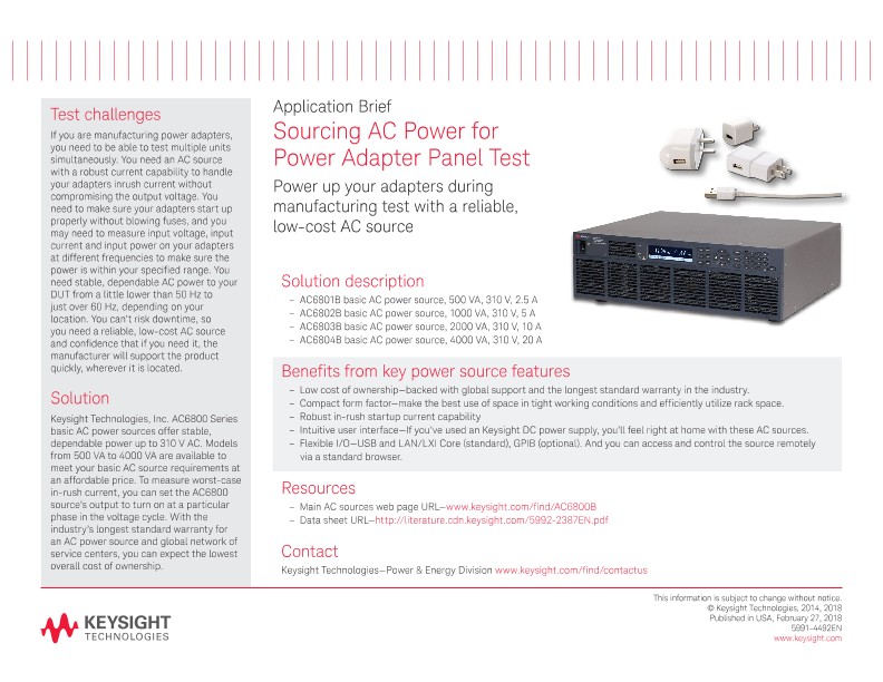 Sourcing AC Power for Power Adapter Panel Test