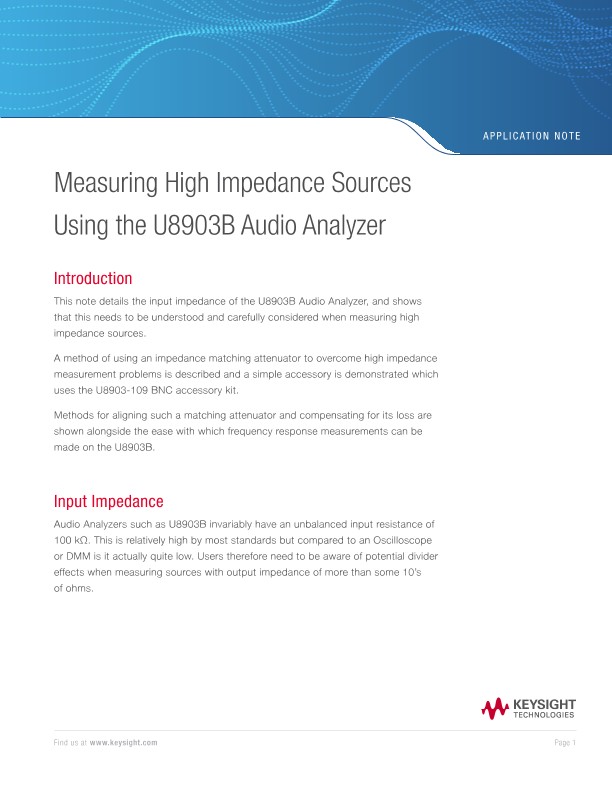 Measuring High Impedance Sources Using Audio Analyzers