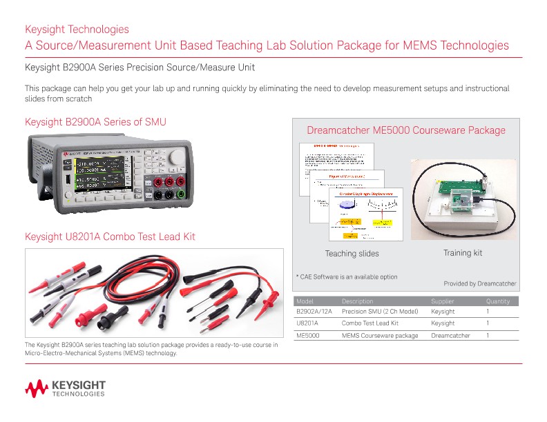 A Source/Measurement Unit Based Teaching Lab Solution Package for MEMS Technologies 