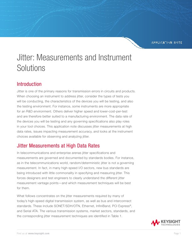 Jitter: Measurements and Instrument Solutions 