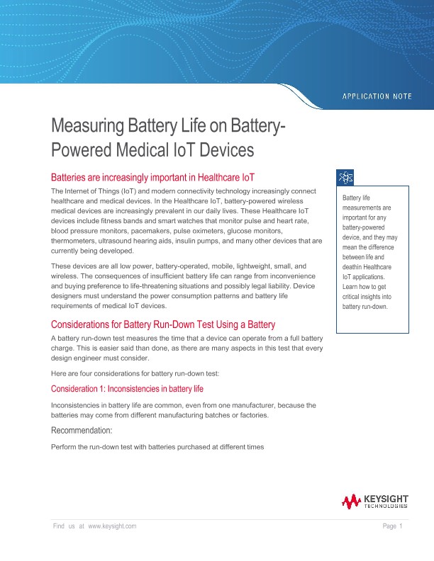Measuring Battery Life on Battery - Powered Medical IoT Devices