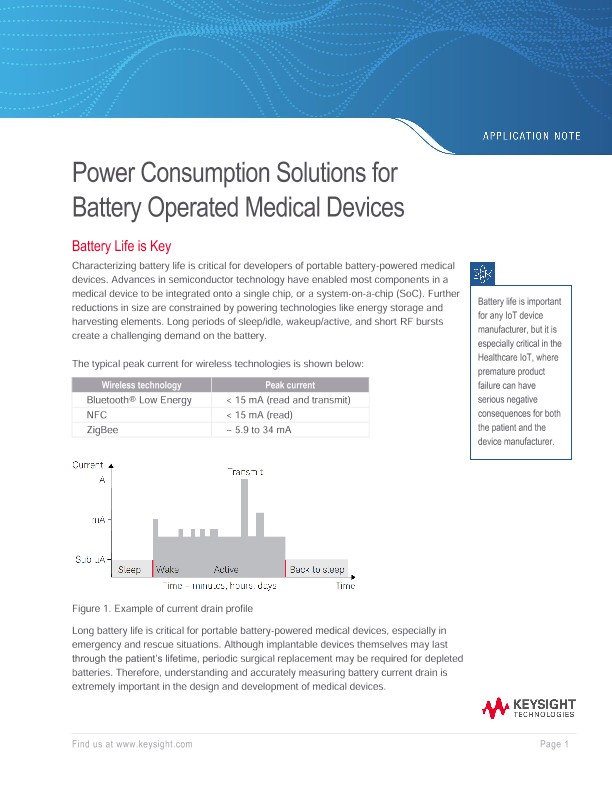 Power Consumption Solutions for Battery Operated Medical Devices