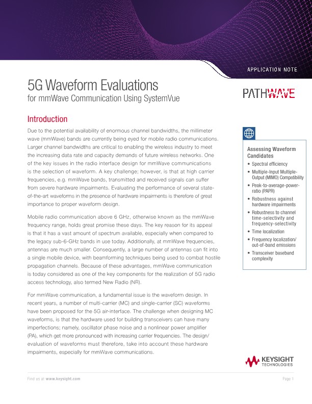 5G Waveform Evaluations – mmWave Communication with SystemVue