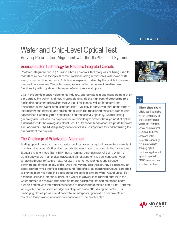 Wafer and Chip-Level Optical Test