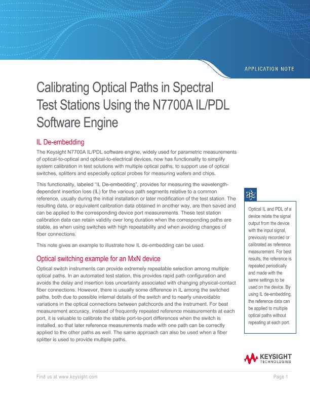 Calibrating Optical Paths in Spectral Test Stations Using the Lambda Scan Software Engine