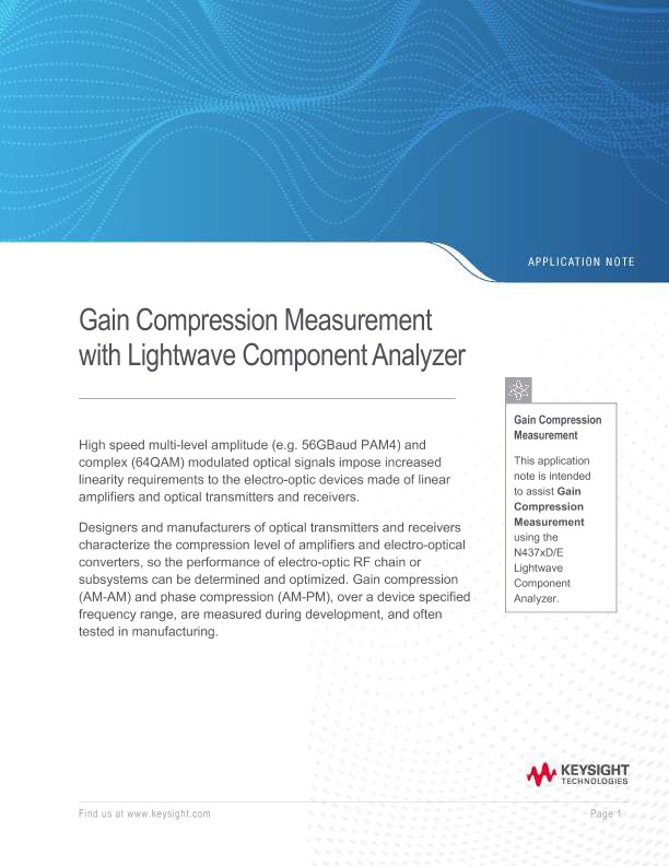 Gain Compression Measurement with Lightwave Component Analyzer
