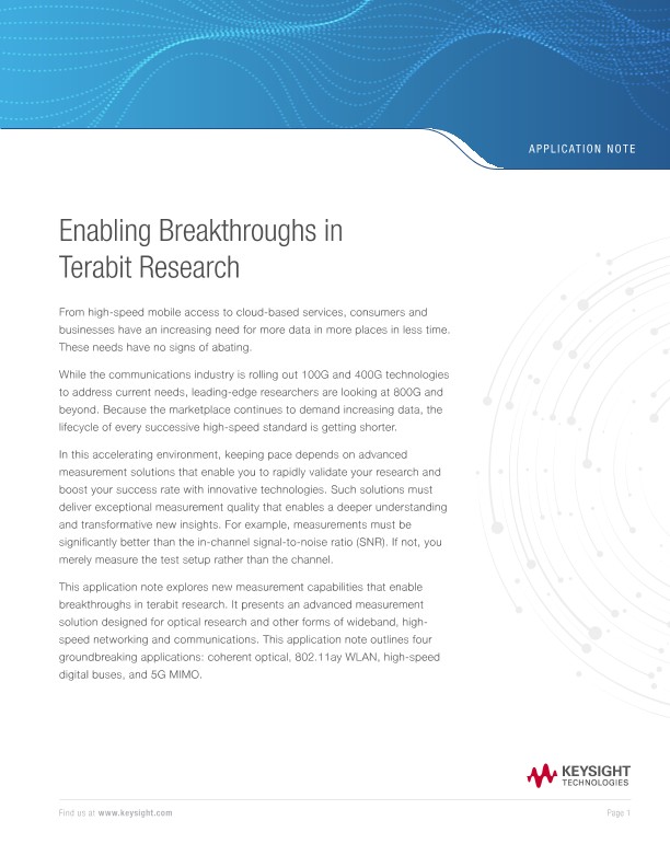 Enabling Breakthroughs in Terabit Research 