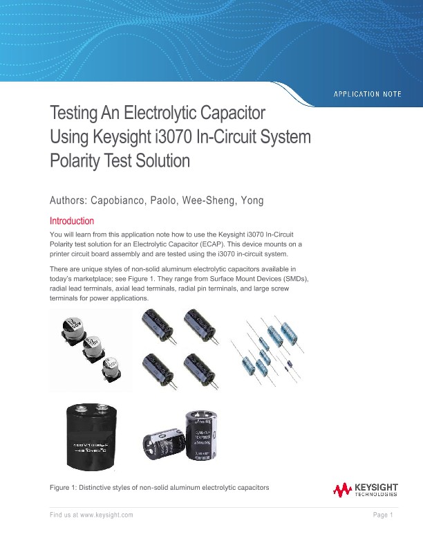 Testing An Electrolytic Capacitor Using i3070 ICT System