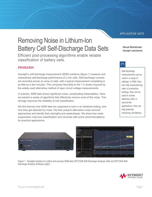 Removing Noise in Lithium-Ion Battery Cell Self-Discharge