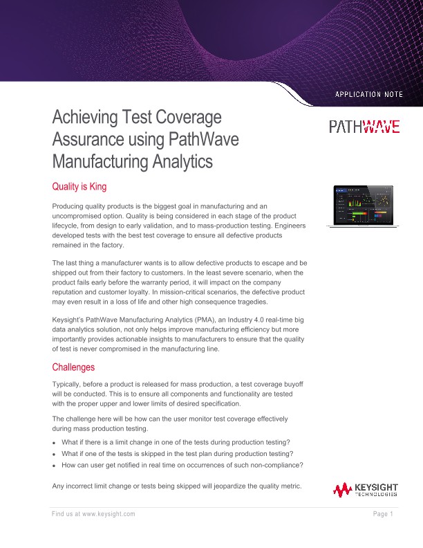 Achieving Test Coverage Assurance using PathWave Manufacturing Analytics