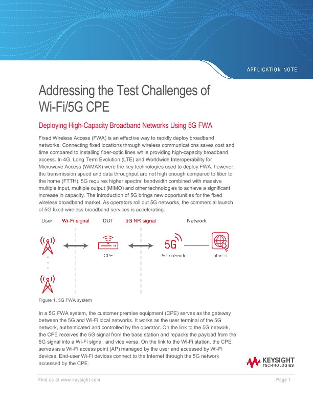 Addressing the Test Challenges of Wi-Fi/5G CPE