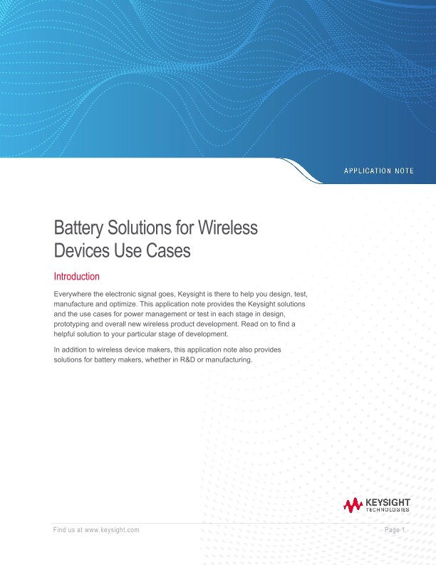 Battery Solutions for Wireless Devices Use Cases