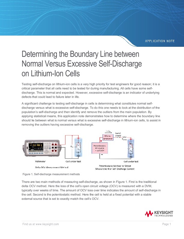 Determining the Boundary Line between Normal Versus Excessive Self-Discharge on Lithium-Ion Cells