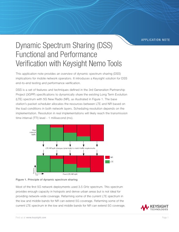 Dynamic Spectrum Sharing (DSS) Functional and Performance Verification with Keysight Nemo Tools