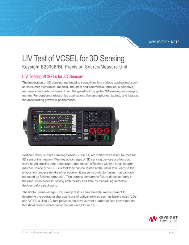 LIV Test of VCSEL for 3D Sensing
