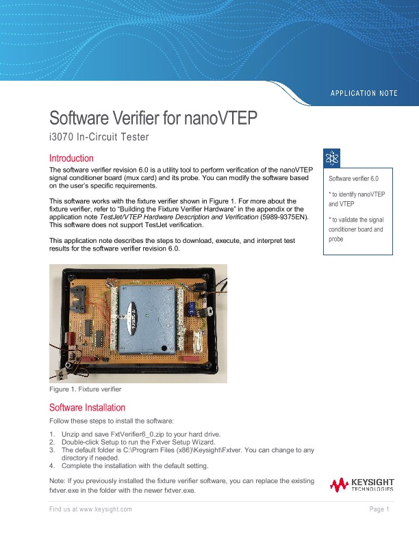 Software Verifier for nanoVTEP i3070 In-Circuit Tester