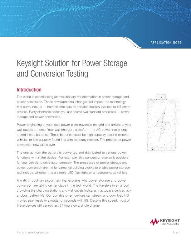 Keysight Solution for Power Storage and Conversion Testing