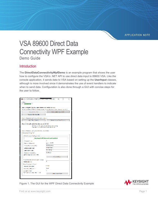 VSA 89600 Direct Data Connectivity WPF Example