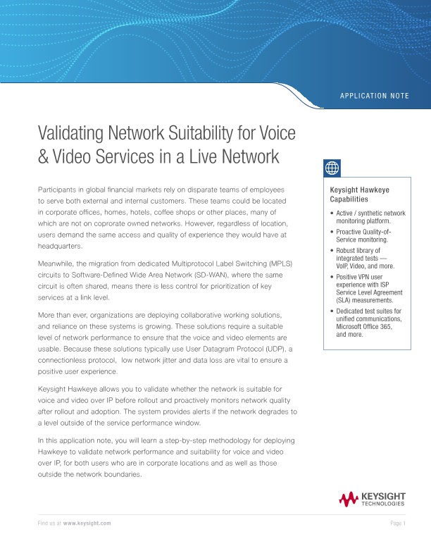 Validating Network Suitability for Voice and Video Services in a Live Network
