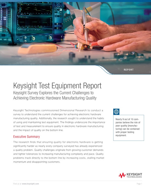 Keysight Survey Explores the Current Challenges to Achieving Electronic Hardware Manufacturing Quality