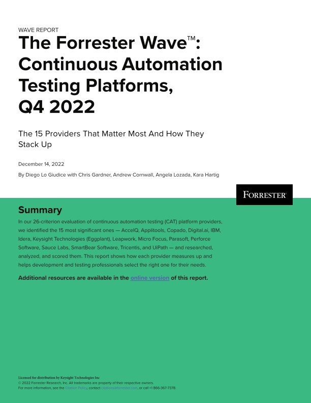  The Forrester Wave™: Continuous Automation Testing Platforms, Q4 2022